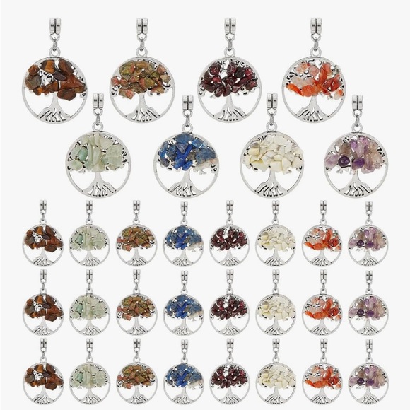 Hand Crafted Jewelry - Crystal Quartz Stone Tree of Life Pendants